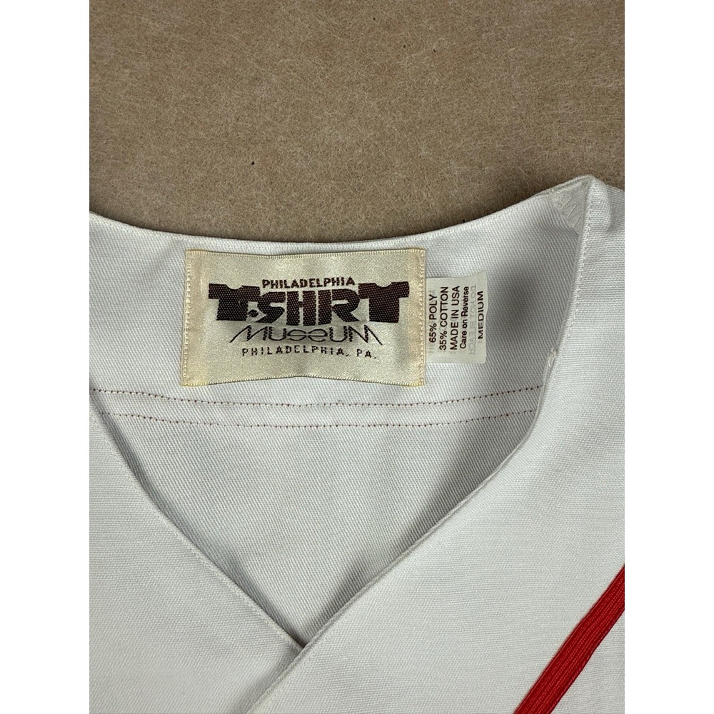TShirt Museum USA Baseball Jersey Men's M TWA East Flinn #1 White Red Cotton - Picture 4 of 14